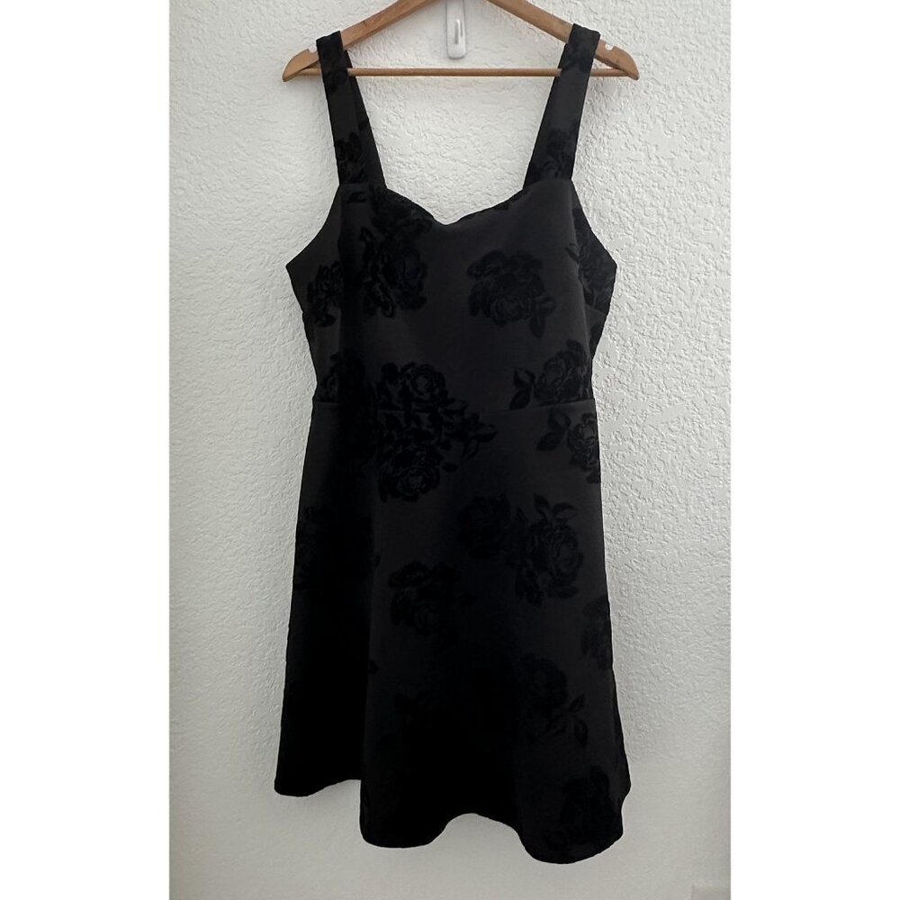 Soprano Mini Dress Womens 2X Black Velvet Floral‎ Fit and Flare Whimsygoth USA